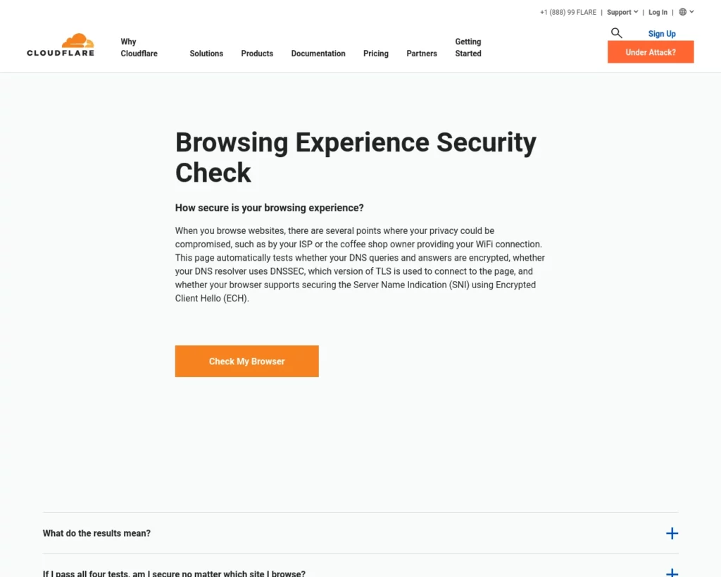 Cloudflare Browsing Experience Security Check Screenshot