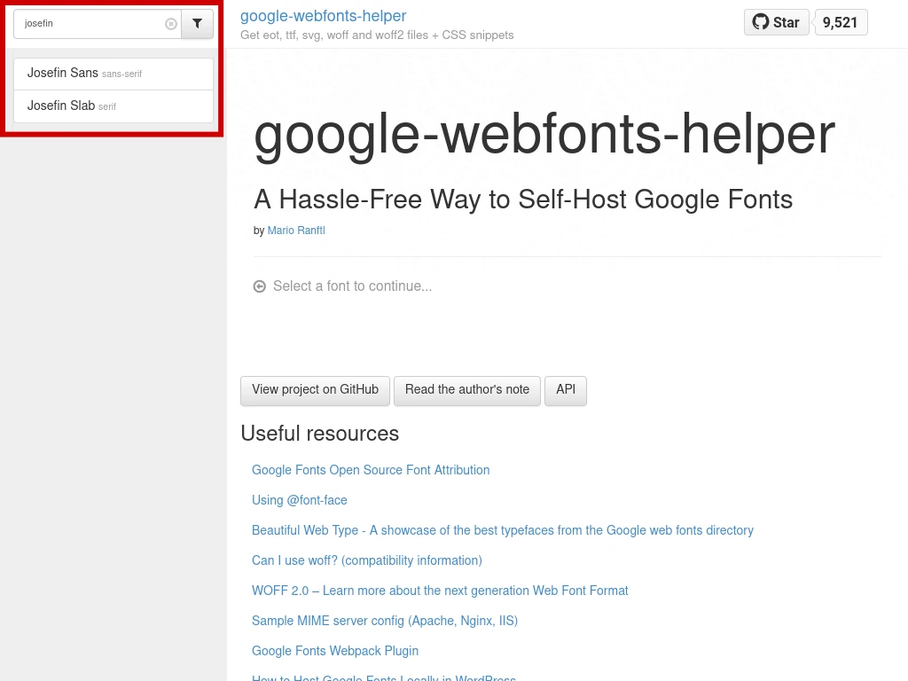 Google Webfonts Helper - Search Results