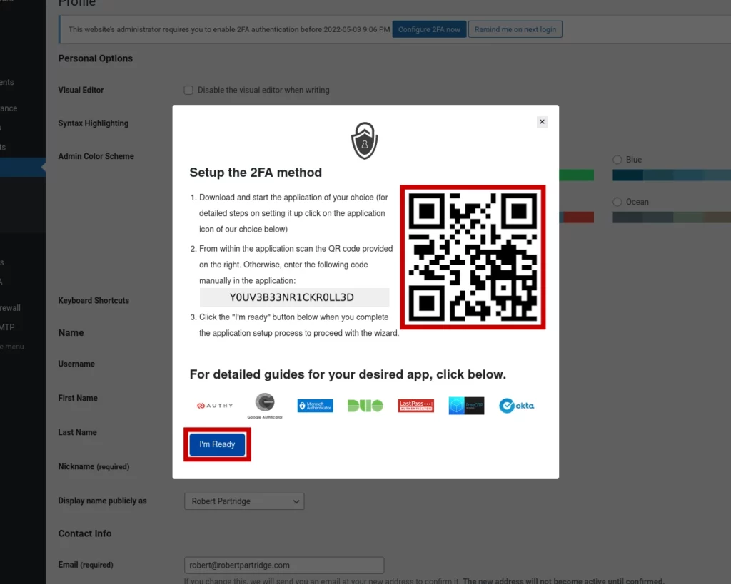 WP 2FA - Scan QR Code With Your Auth App