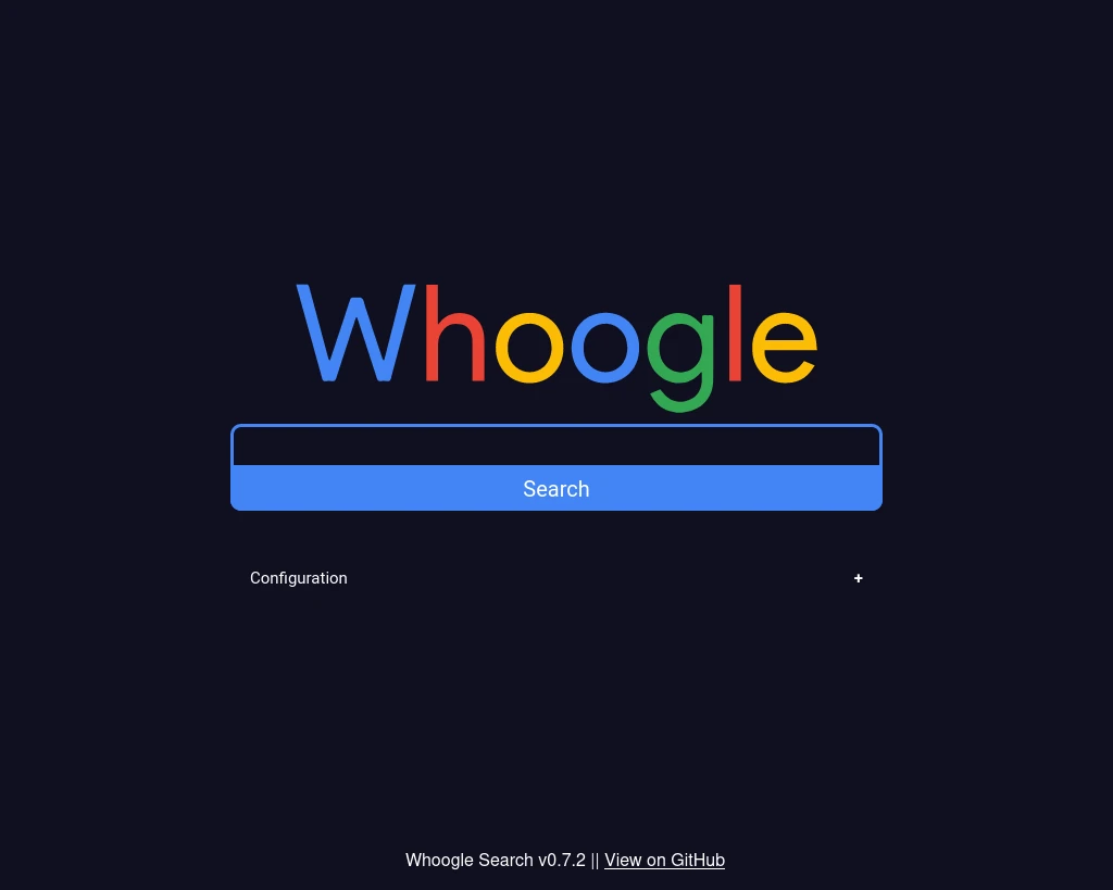 Whoogle Search - Default Configuration