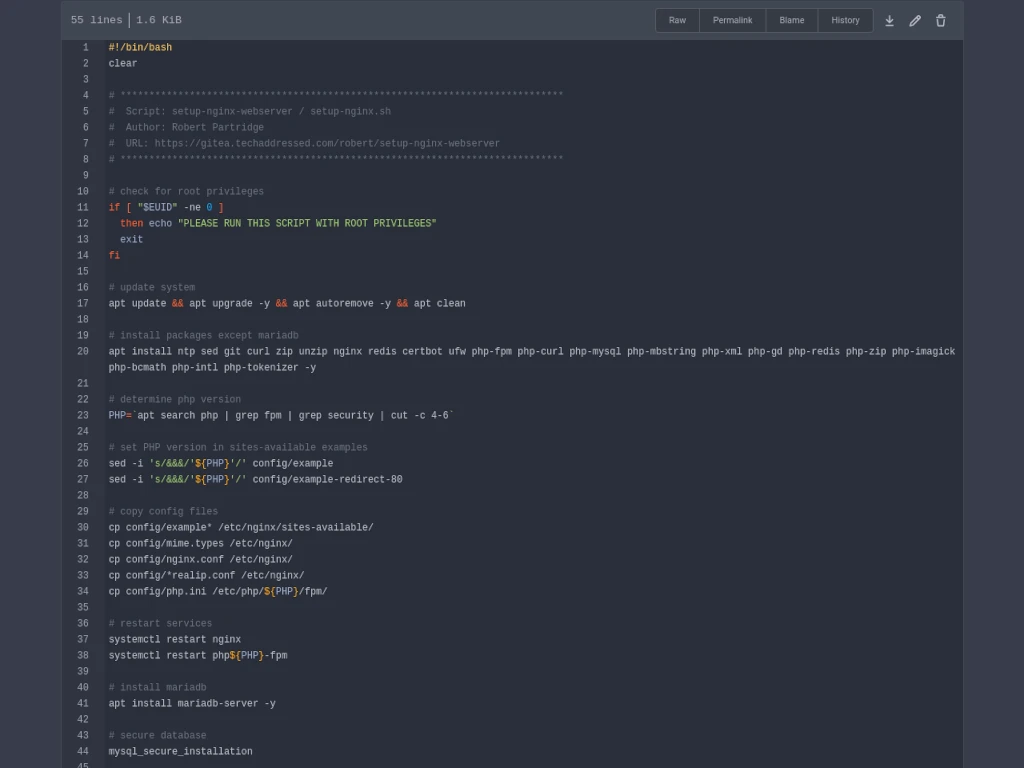 Nginx webserver script screenshot