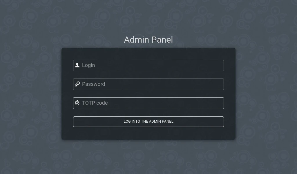 Screenshot of the SnappyMail admin panel login screen.
